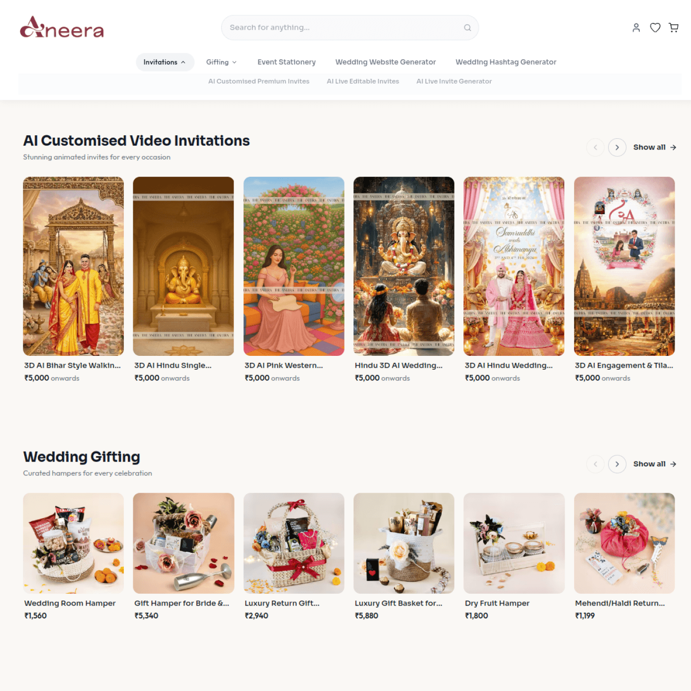 Aneera — AI invites & gifting